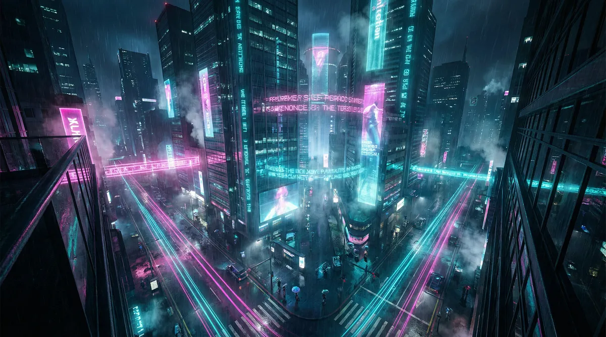 japanese mature 竖屏短剧平台首页背景 - 赛博朋克都市夜景